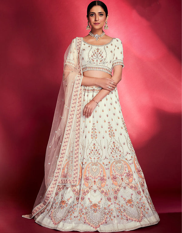 White Georgette Lehenga Choli