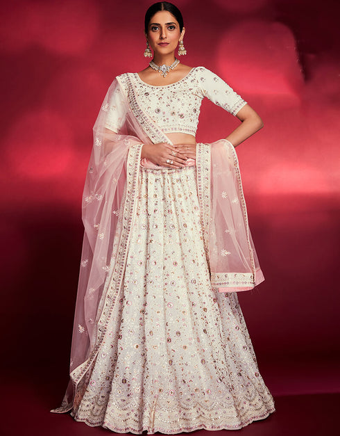White Georgette Lehenga Choli