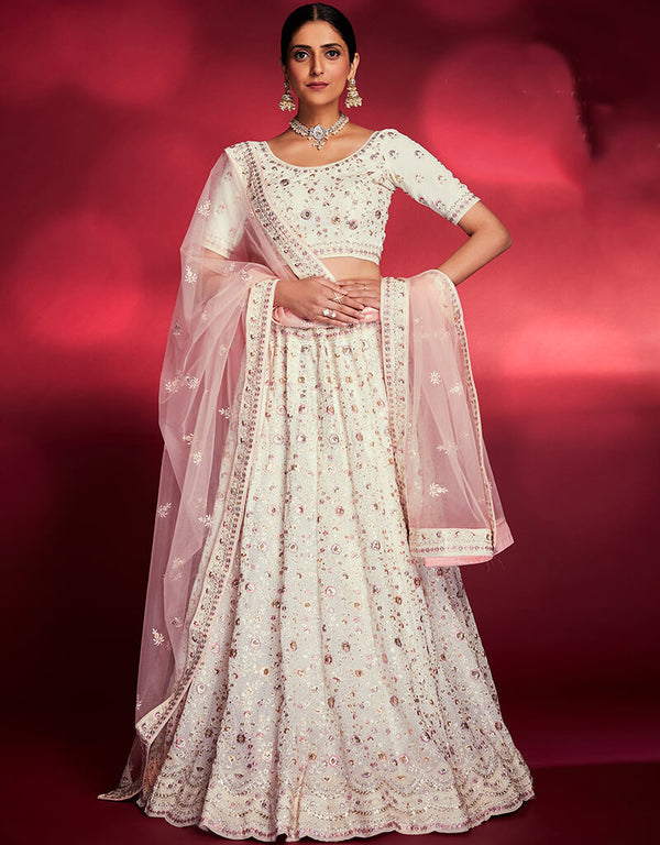 White Georgette Lehenga Choli