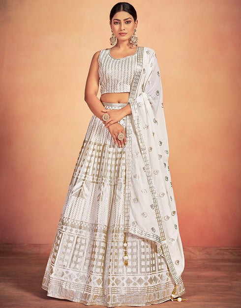 White Georgette Lehenga Choli