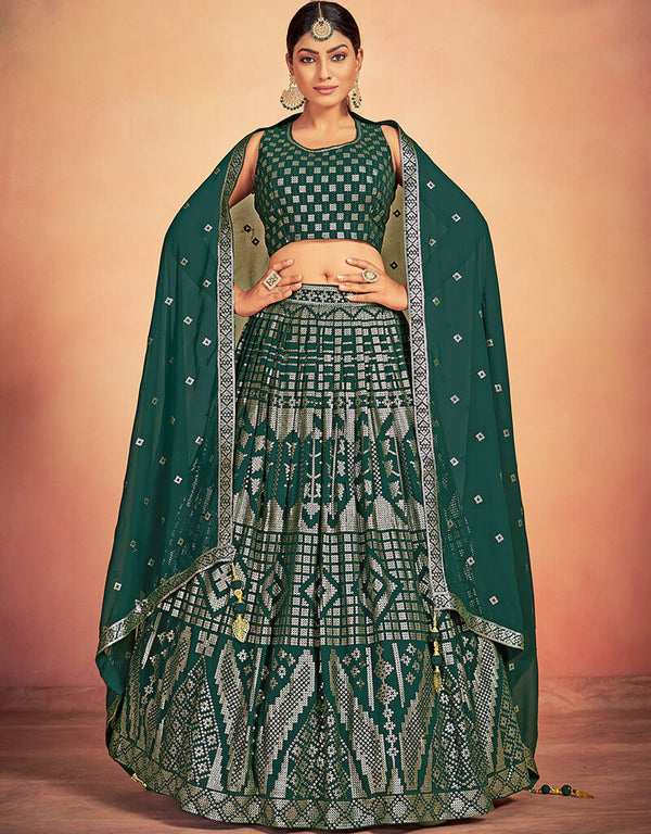 Green Georgette Lehenga Choli