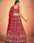 Red Georgette Lehenga Choli Back View