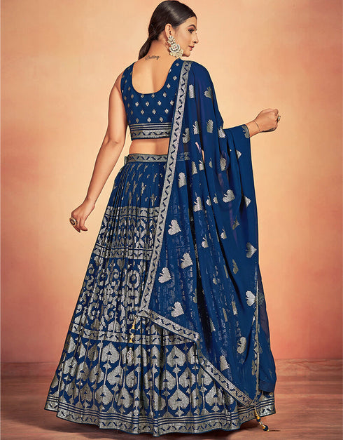 Blue Georgette Lehenga Choli Closure View