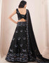 Black Georgette Lehenga Choli Back View