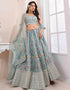Turquoise Art Silk Lehenga Choli Closure View