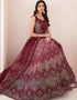 Burgundy Soft Net Lehenga Choli Closure View