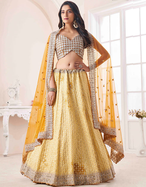 Yellow Georgette Lehenga Choli