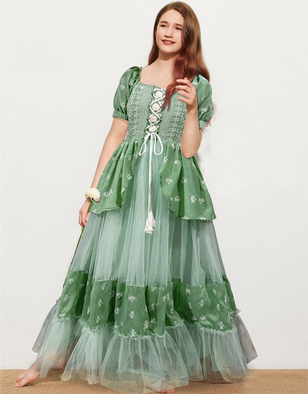 Green Gown Muslin With Soft Net