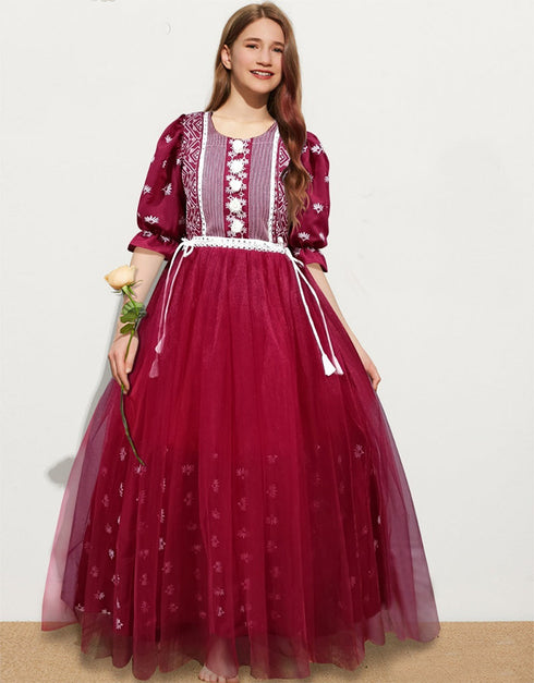 Maroon Gown Muslin With Soft Net