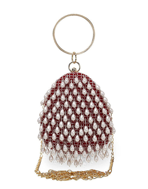 Beige Heavy Designer Handworked Clutches-Accessories