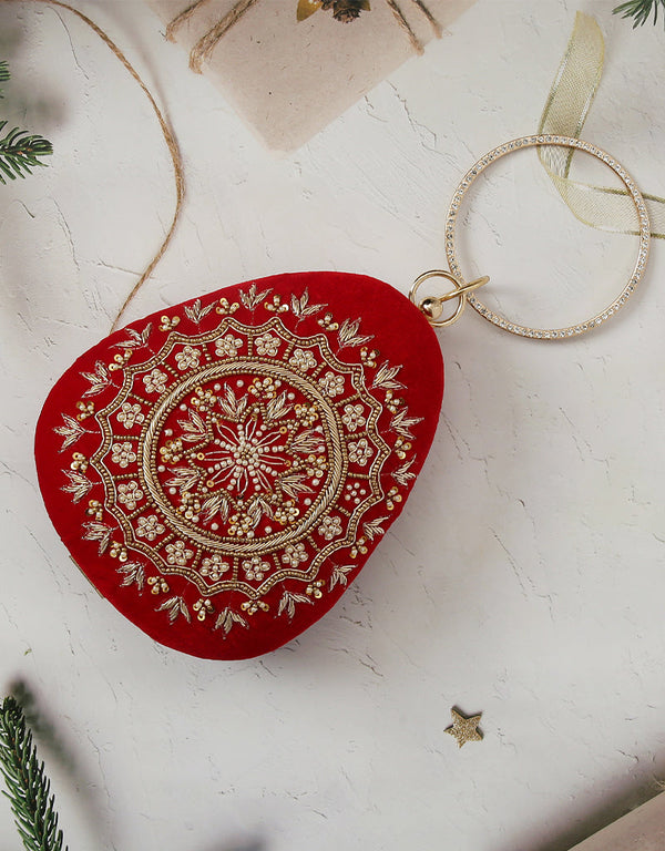 Beige Heavy Designer Handworked Clutches-Accessories