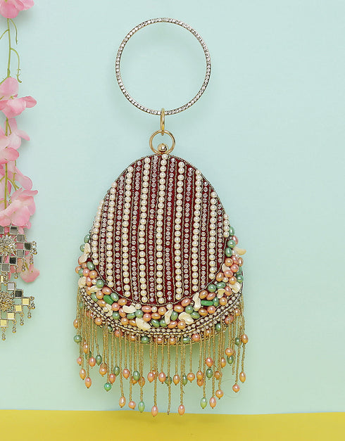 Black Heavy Designer Handworked Clutches-Accessories