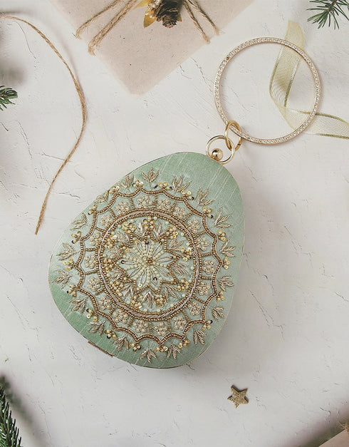 Gold Heavy Designer Handworked Clutches-Accessories