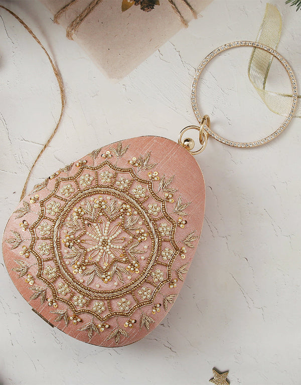 Gold Heavy Designer Handworked Clutches-Accessories