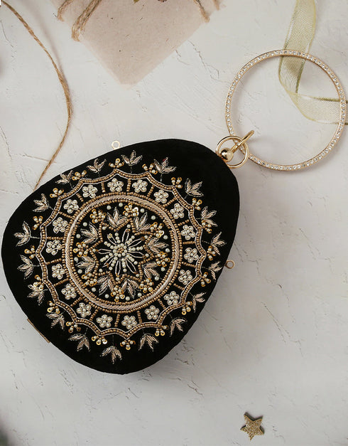 Gold Heavy Designer Handworked Clutches-Accessories