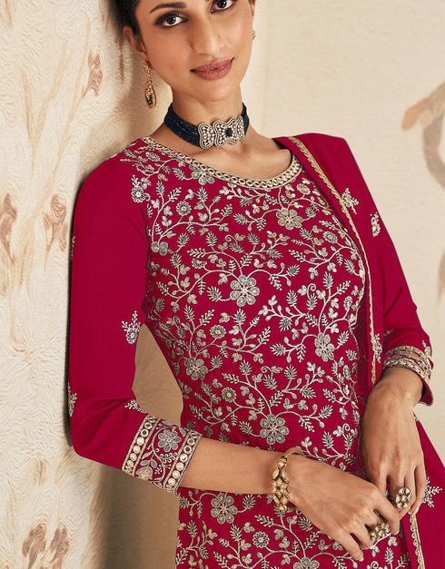 Pink Georgette Sharara Suit Closure View