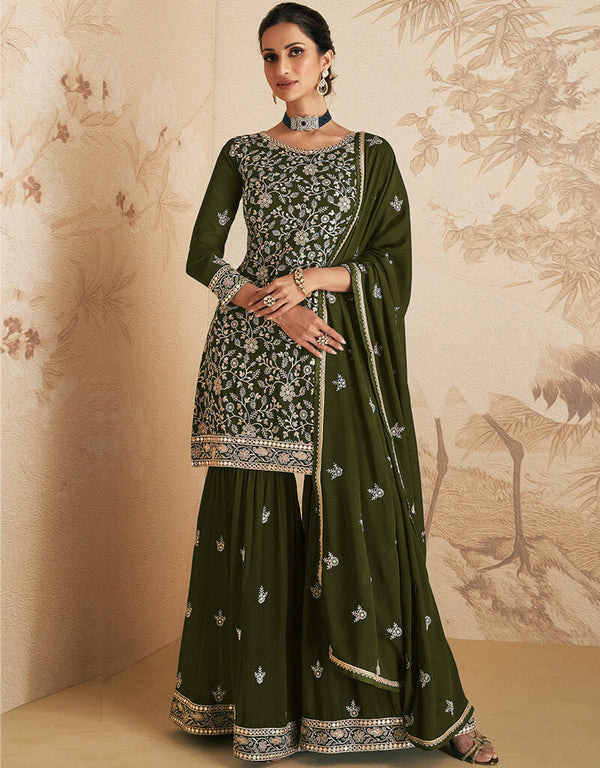 Green Georgette Sharara Suit