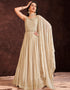 Cream Georgette N/A Anarkali Closure View