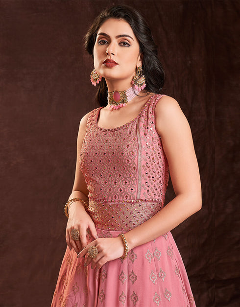 Pink Georgette N/A Anarkali Salwar Kameez