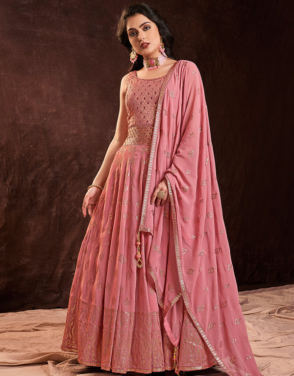 Pink Georgette N/A Anarkali