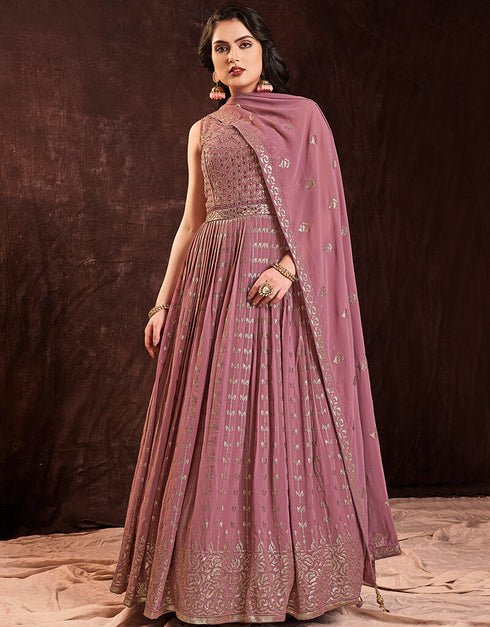 Mauve Georgette N/A Anarkali