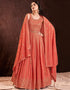 Orange Georgette N/A Anarkali
