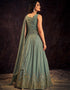 Olive Georgette N/A Anarkali Closure View