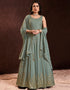 Olive Georgette N/A Anarkali
