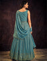 Blue Georgette N/A Anarkali Back View