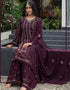 Wine Faux Georgette Palazzo Straight Closure View