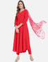 Red Viscose Rayon Pant Anarkali Closure View