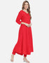 Red Viscose Rayon Pant Anarkali Back View
