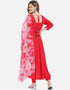 Red Viscose Rayon Pant Anarkali Salwar Kameez
