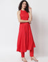 Red Viscose Rayon Pant Anarkali Back View