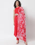 Red Viscose Rayon Pant Anarkali