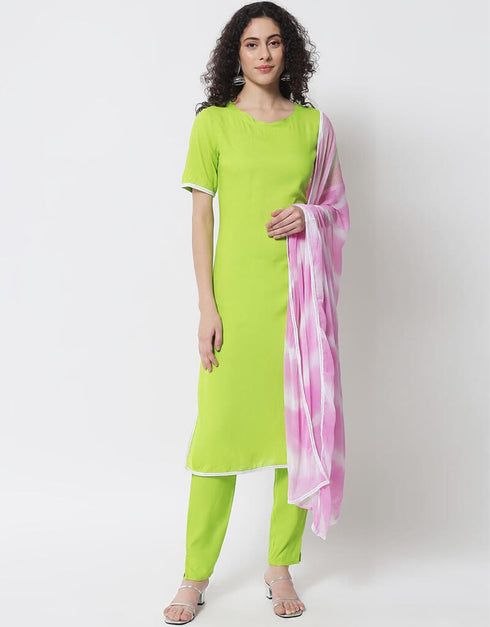 Green Viscose Rayon Pant Anarkali
