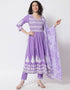 Purple Viscose Rayon Pant Anarkali Closure View