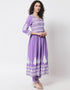 Purple Viscose Rayon Pant Anarkali Back View