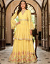 Yellow Chinon Lehenga Suit