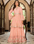 Peach Chinon Lehenga Suit