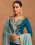 Teal Premium Silk Pant Pakistani Suit Closure View