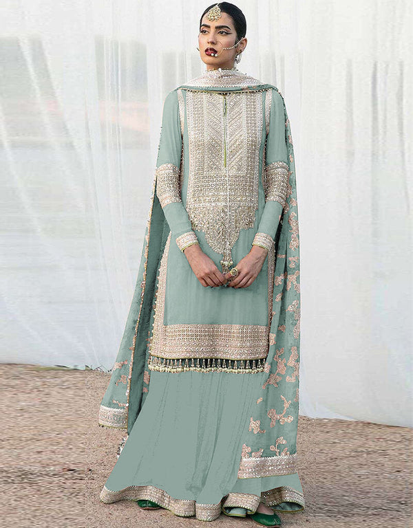 Sky Faux Georgette Palazzo Suit