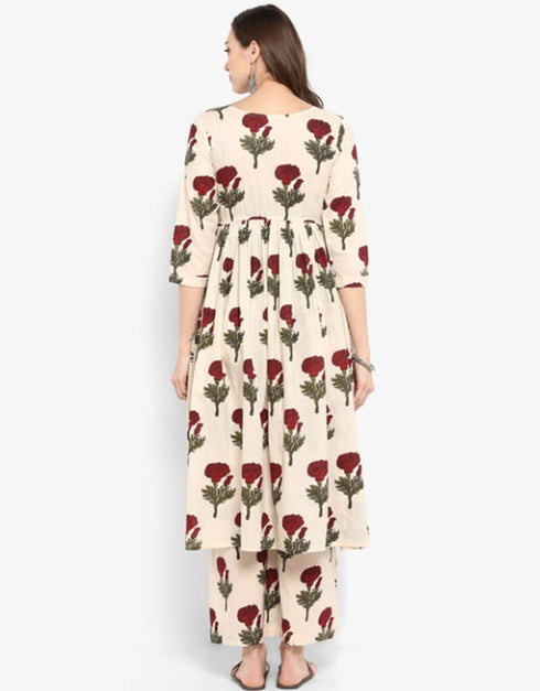 Beige Viscose Rayon Palazzo Straight Back View