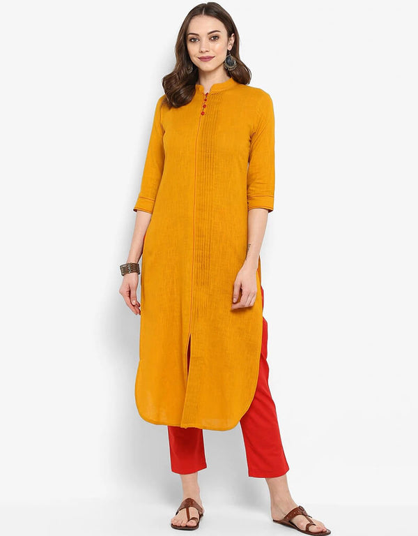 Mustard Viscose Rayon Pant Straight