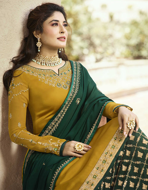 Musterd Satin Georgette Lehenga Suit Back View