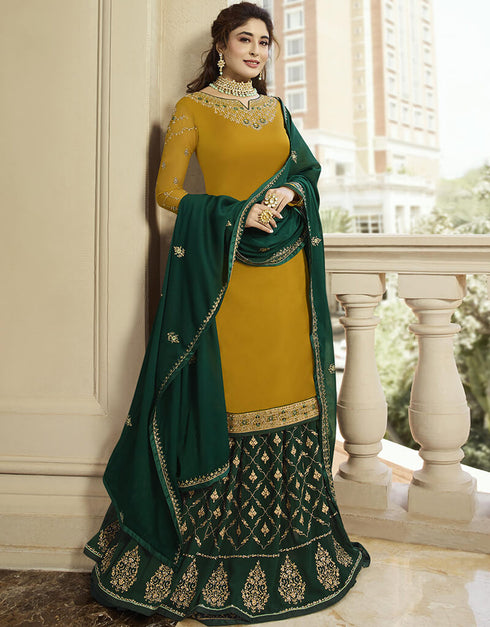 Musterd Satin Georgette Lehenga Suit