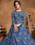 Blue Butterfly Net Pant Anarkali Closure View