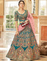 Teal Blue Velvet Lehenga Choli Closure View