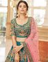 Teal Blue Velvet Lehenga Choli Salwar Kameez