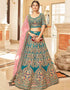 Teal Blue Velvet Lehenga Choli